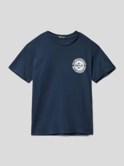 Replay T-Shirt Mit Label-Prints - Marineblau