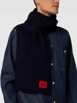 HUGO Schal Mit Label-Patch Modell 'Zaff' - Dunkelblau