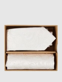 Prince Bowtie Krawatte Und Einstecktuch Im Set Mit Allover-Muster - Ecru