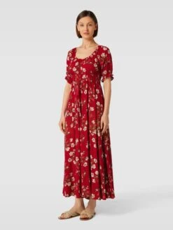 Apricot Maxikleid Aus Viskose Mit Quasten - Rot