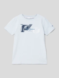 Pepe Jeans T-Shirt Mit Label-Print - Bleu