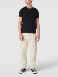 Fred Perry T-Shirt Mit Logo-Stitching - Schwarz